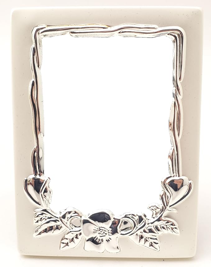 Party Favors Plus Ivory And Silver Metal Photo Frame 3X4 Inch 6 Count