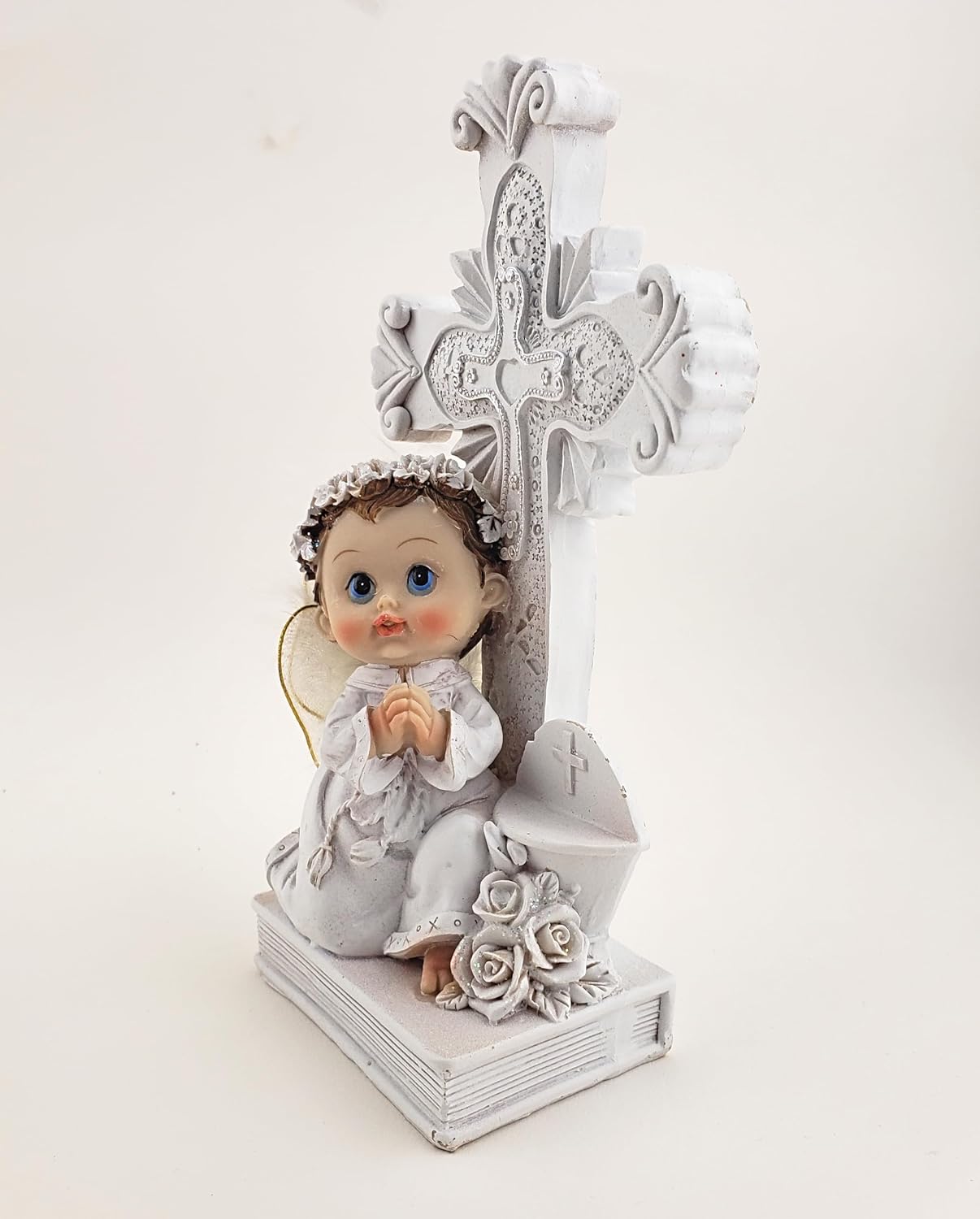 Party Favors Plus White Polyresin First Communion Praying Angel Figurine 8 Inch