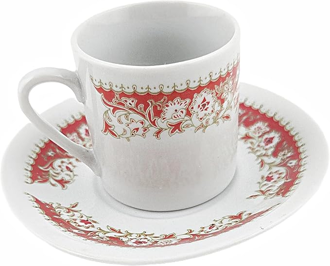 Party Favors Plus Fine Porcelain Coffee Cup and Saucer Set 12 Piece White Floral