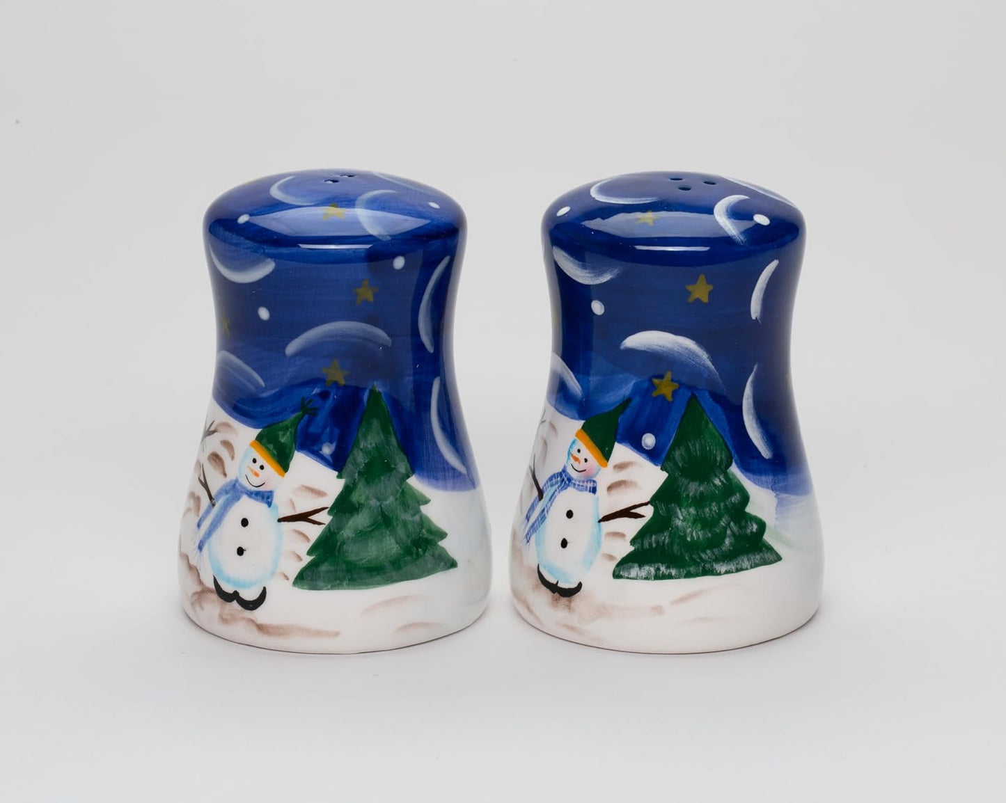 Cosmos Gifts Fine Ceramic Christmas Winter Wonderland Snowman Christmas Tree Salt & Pepper Shakers Set 3-3/8" H 260-34