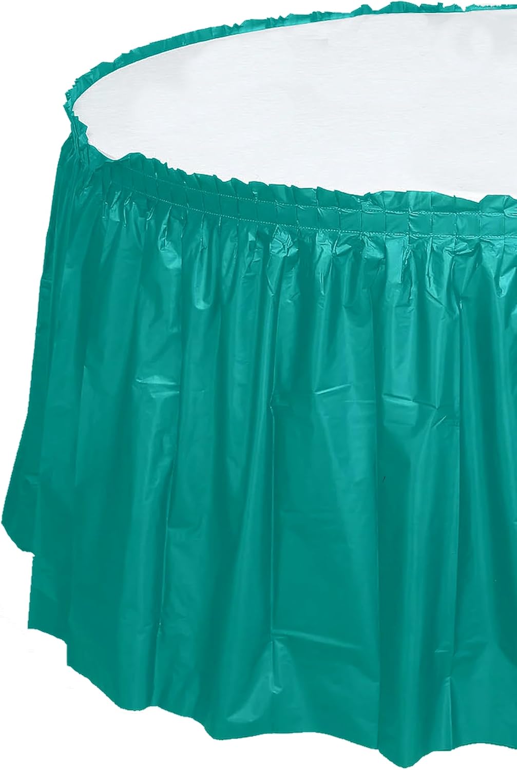Party Favors Plus Teal Plastic Tablecloth 84 Inch Round with 2 Table Skirts 3 Piece Set