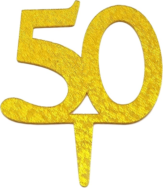 Party Favors Plus Gold Sparkle 50th Anniversary Cake Topper 4 Inch