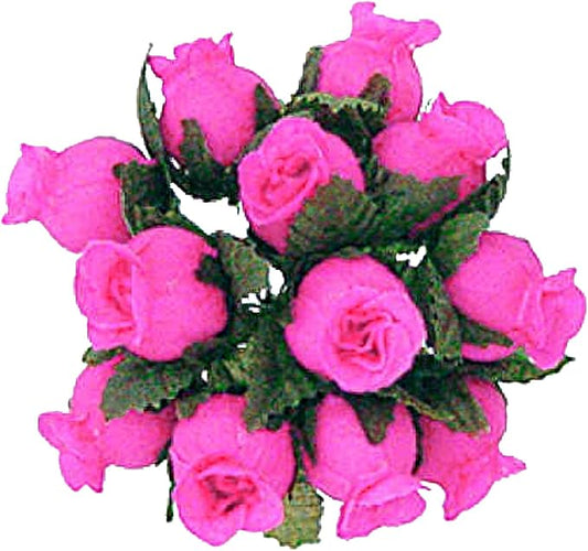Party Favors Plus Hot Pink Poly Miniature Rose Silk Favor Flower Pick 144 Count