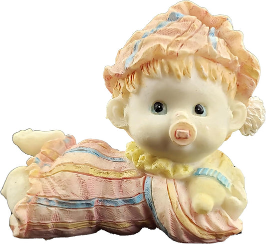 Party Favors Plus Blue Pink Polyresin Baby Figurine 2.25 Inch Set of 2