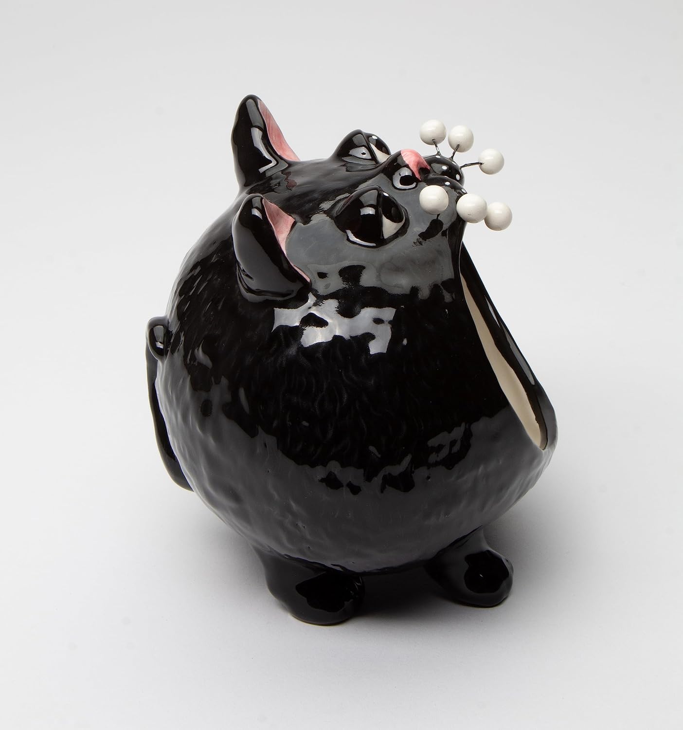 Cosmos Gifts Fine Porcelain Black Whisker Cat Halloween Candy Bowl 5.25" W x 5.13" H