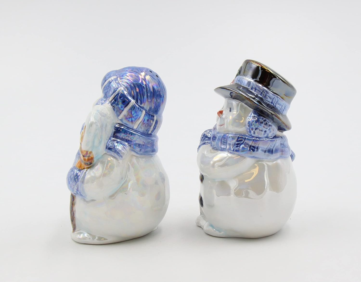Cosmos Gifts Fine Ceramic Glossy Snowman Couple Salt and Pepper Shakers Set 3-1/2" H