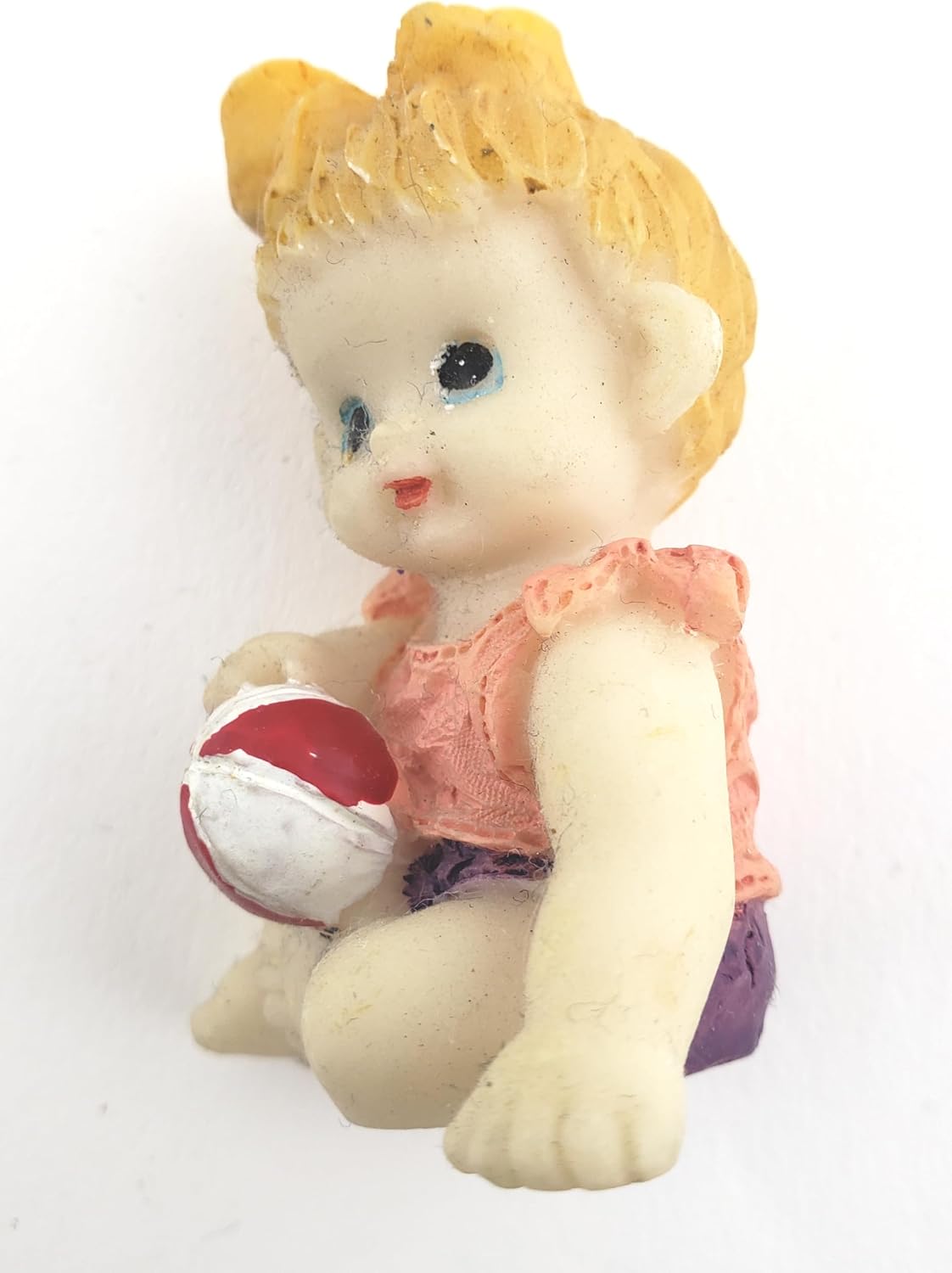 Party Favors Plus Pink White Polyresin Baby Girl with Ball Figurine 2.5 Inch Set of 2