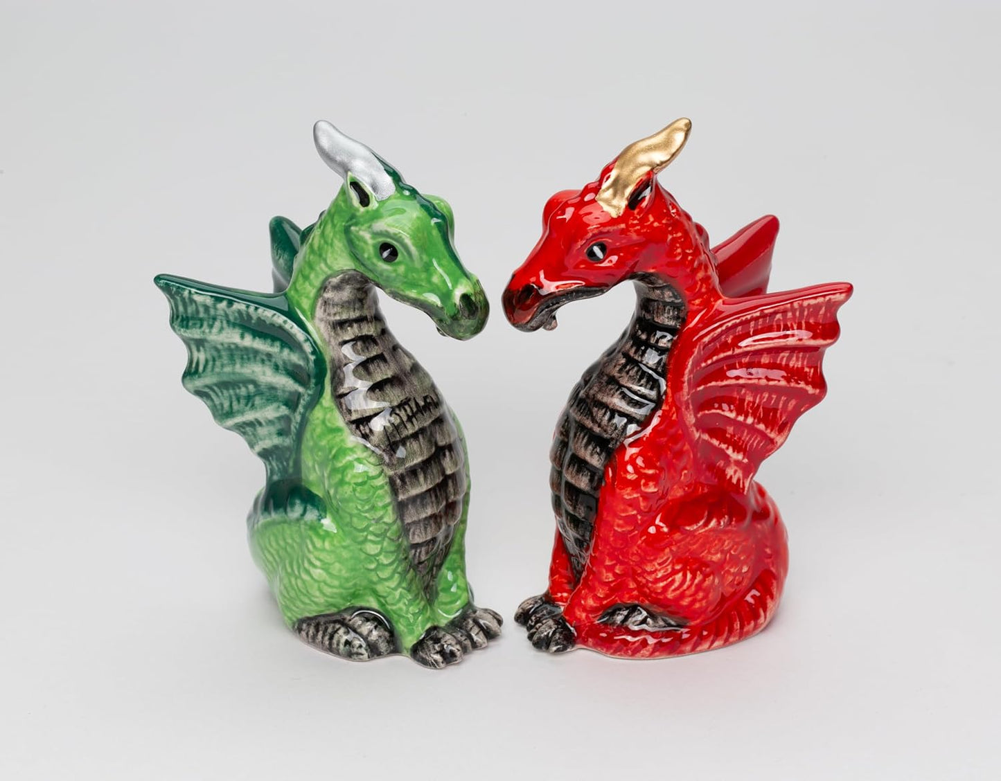 Cosmos Gifts Fine Ceramic Medieval Dragon Salt & Pepper Shakers Set 4" H