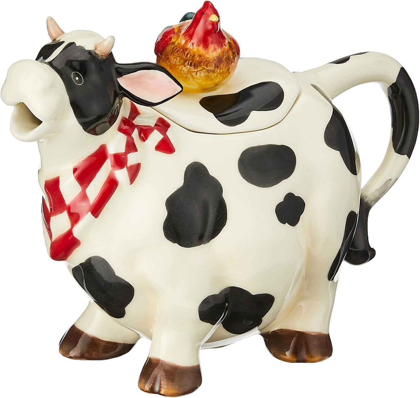 Appletree Design Ceramic Barn Yard Cow Teapot with Chicken Top 6-3/4" H SS-ATD-61737