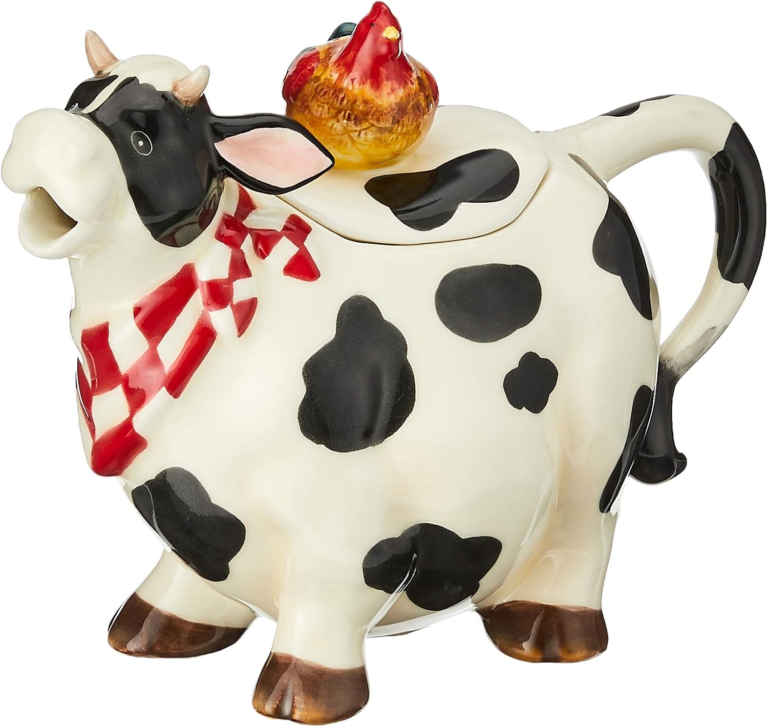 Appletree Design Ceramic Barn Yard Cow Teapot with Chicken Top 6-3/4" H SS-ATD-61737