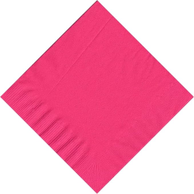 Party Favors Plus Hot Pink Beverage Cocktail Napkins 10 in x 10 in 200 Count
