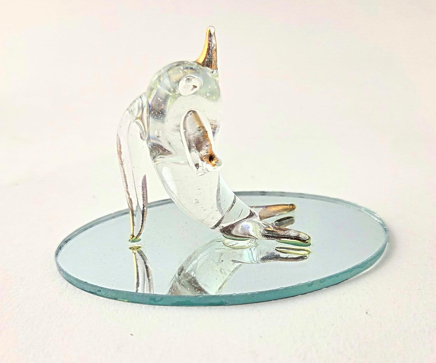 Party Favors Plus Gold Plated Glass Dolphin Figurine Oval Mirror Base 2.5 Inch