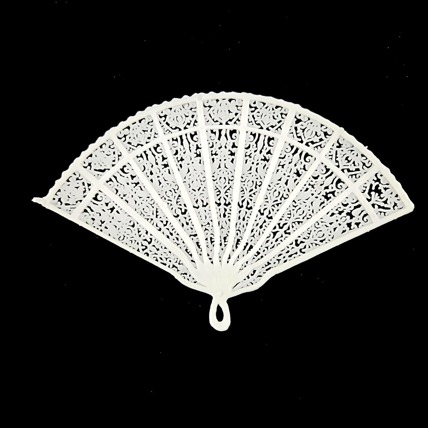 Party Favors Plus White Plastic Lace-Pattern Mini Hand Fans 5 Inch 24 Pack