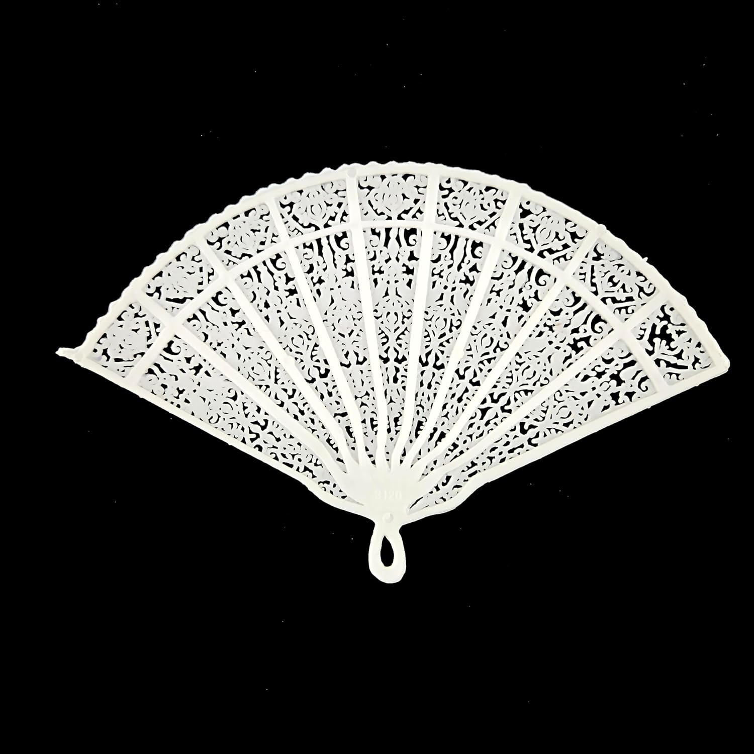 Party Favors Plus White Plastic Lace-Pattern Mini Hand Fans 5 Inch 24 Pack