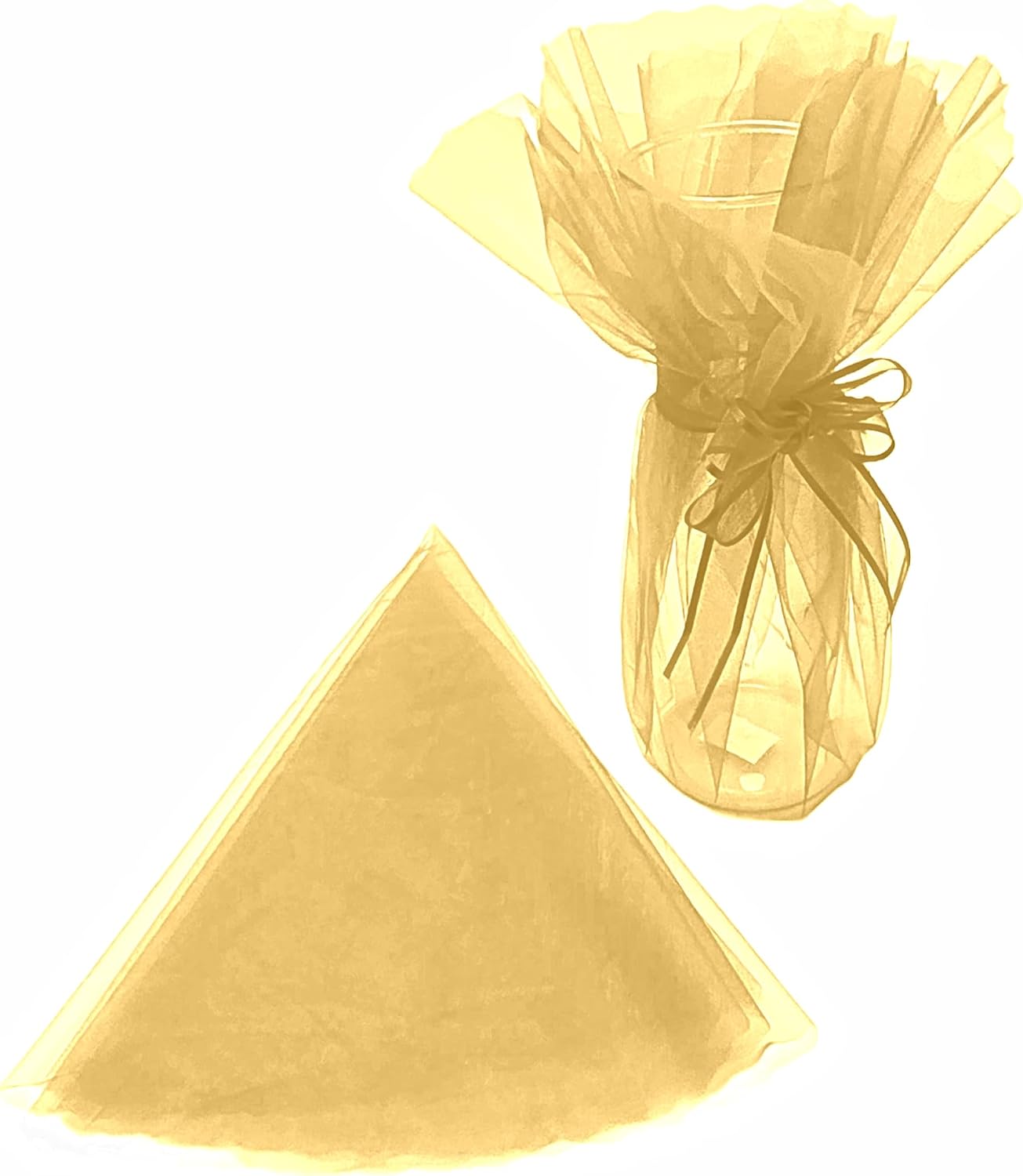 Party Favors Plus Organza Wine Bottle Wrap 28 Inch Scalloped Circle Set of 3 Gold