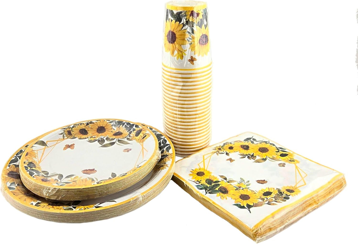 Party Favors Plus Sunflower Paper Plates Napkins Cups Set 100 Count