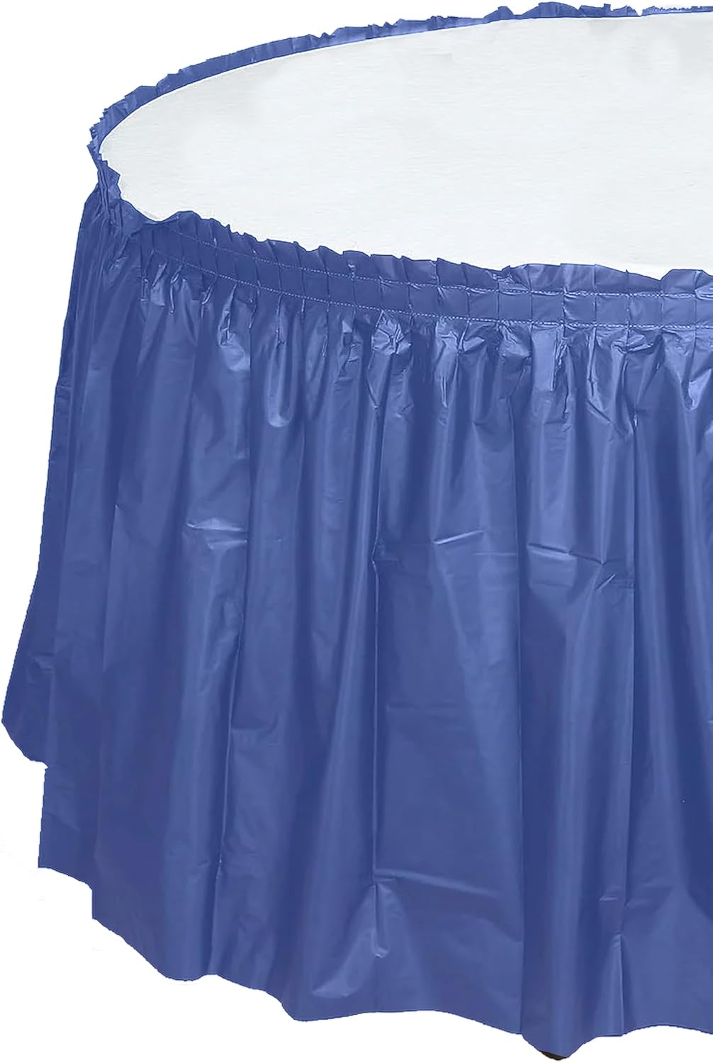 Party Favors Plus Navy Blue Plastic Tablecloth 84 Inch Round with 2 Table Skirts 3 Piece Set