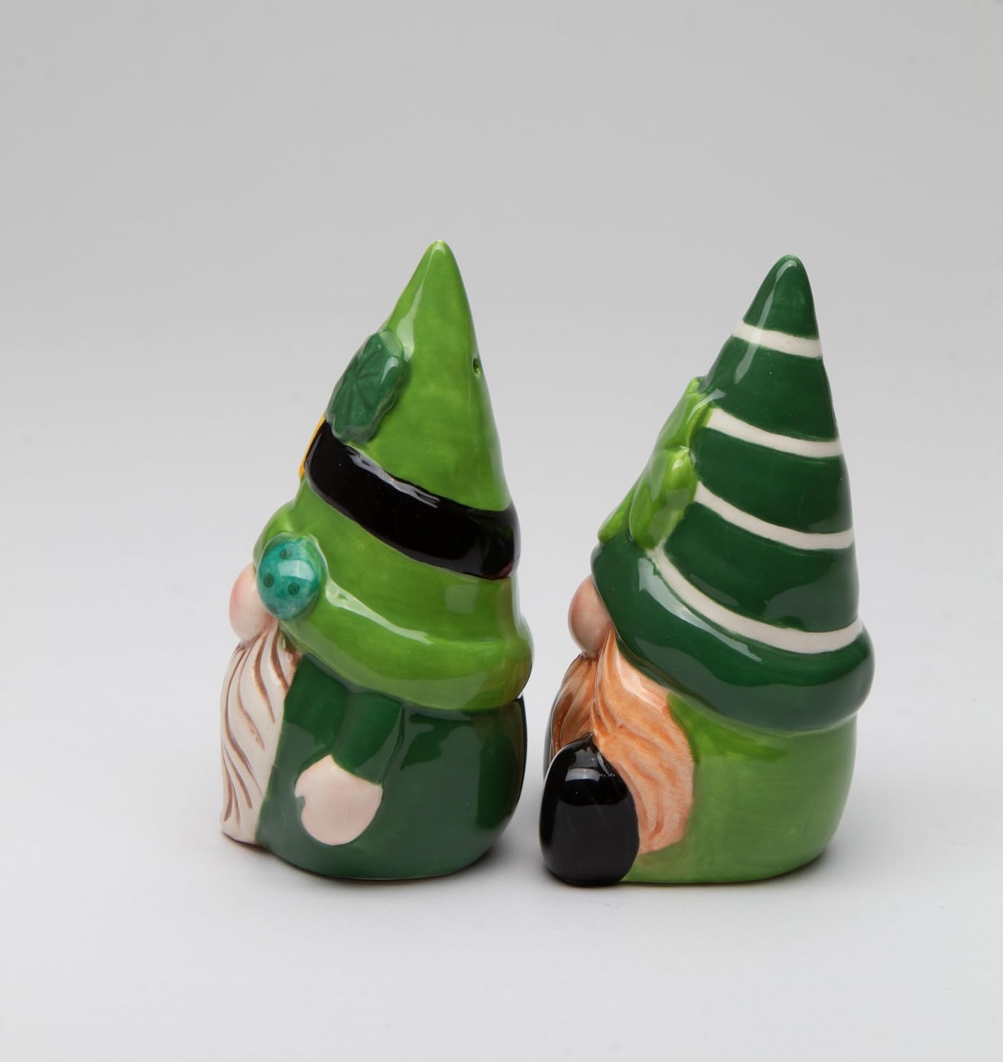 Cosmos Gifts Fine Ceramic St. Patrick Day Shamrock Gnome Salt and Pepper Shakers Set 3-7/8" H
