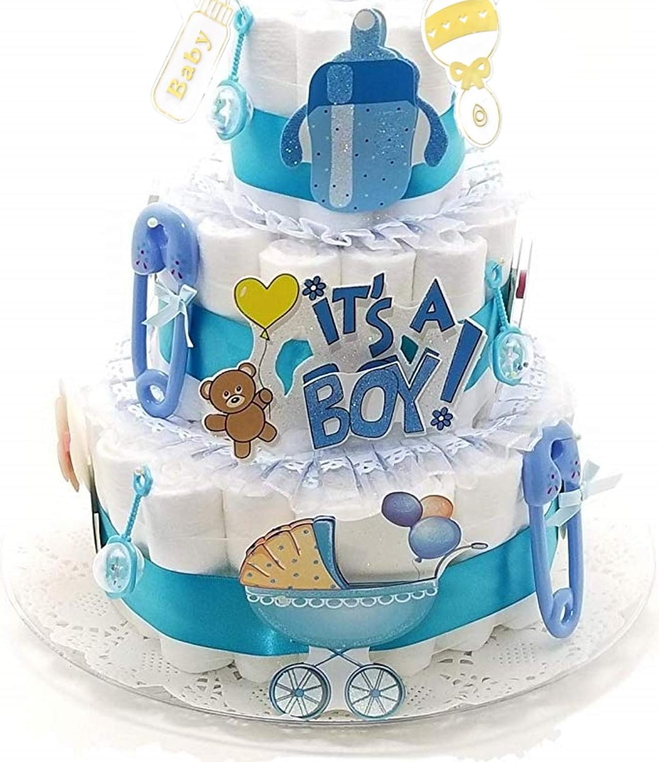 Party Favors Plus Blue Baby Shower Diaper Cake Kit 3 Tier