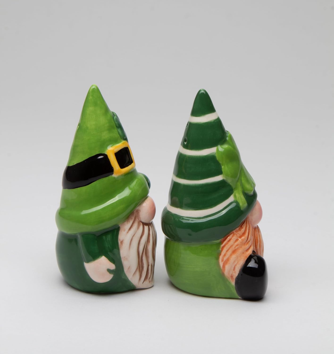 Cosmos Gifts Fine Ceramic St. Patrick Day Shamrock Gnome Salt and Pepper Shakers Set 3-7/8" H