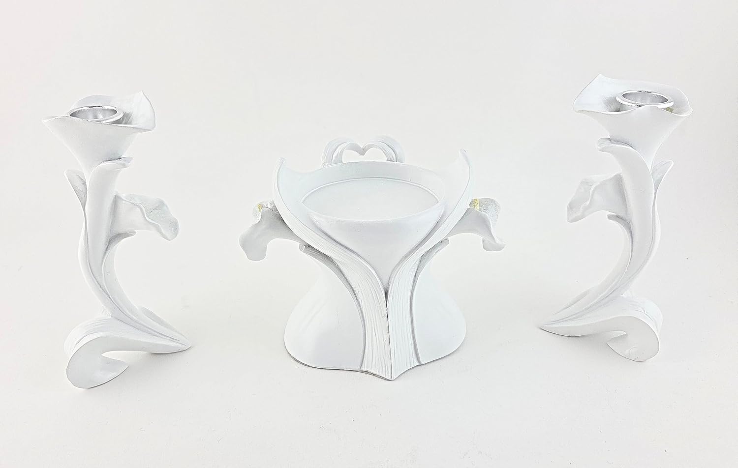 Party Favors Plus White Polyresin Lily Candle Holder Set of 3