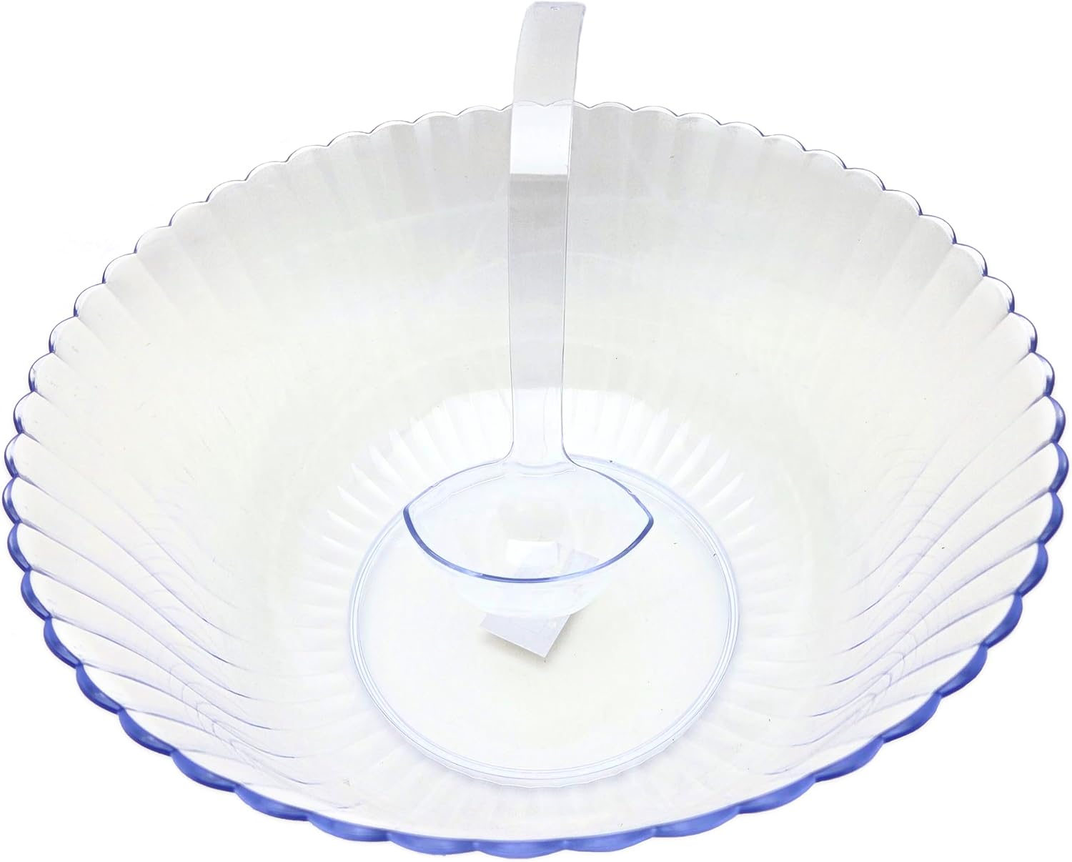 Party Favors Plus Clear Plastic Punch Bowl with Ladle 12 Quart Scalloped Edge