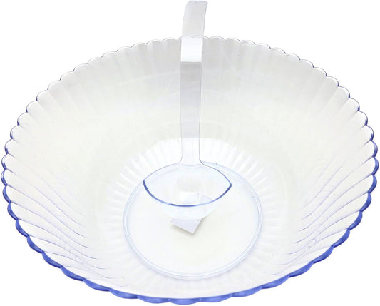 Party Favors Plus Clear Plastic Punch Bowl with Ladle 12 Quart Scalloped Edge