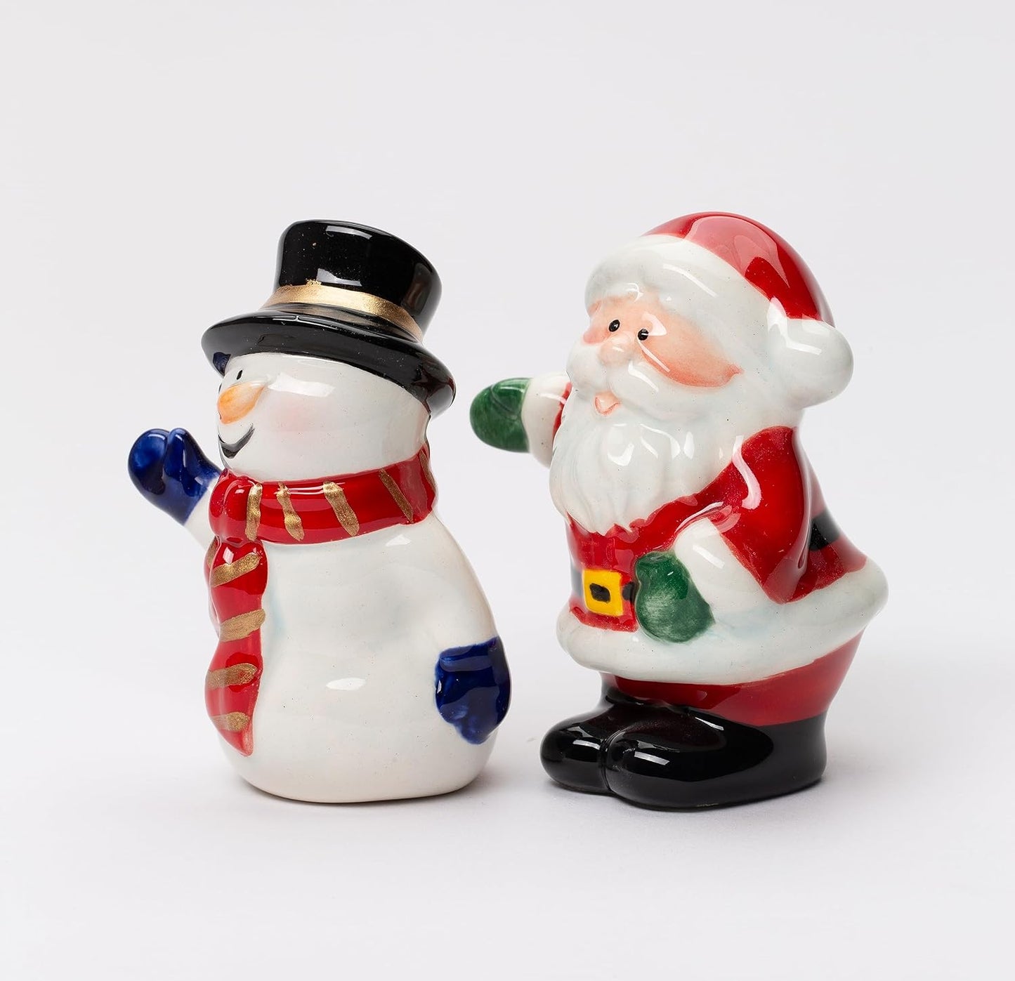 Cosmos Gifts Fine Ceramic Santa Claus & Snowman Best Friends Salt & Pepper Shakers Set 3-1/2" H