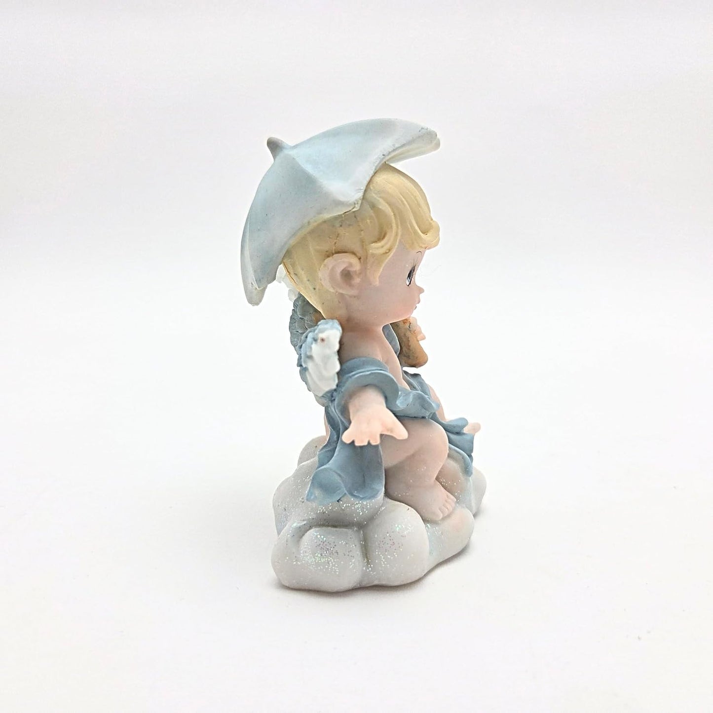 Party Favors Plus Multicolor Polyresin Baby Angel with Umbrella Figurine 4 Inch Set of 2