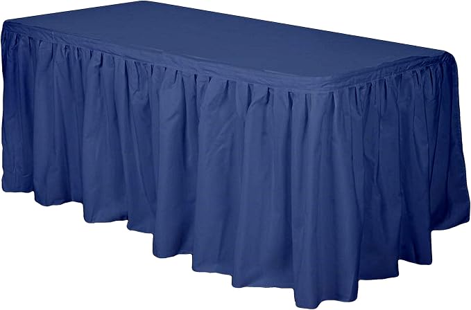 Party Favors Plus Navy Blue Plastic Rectangular Tablecloth With Matching Table Skirt 54x108 Inches 29 Inch Drop 2 Count