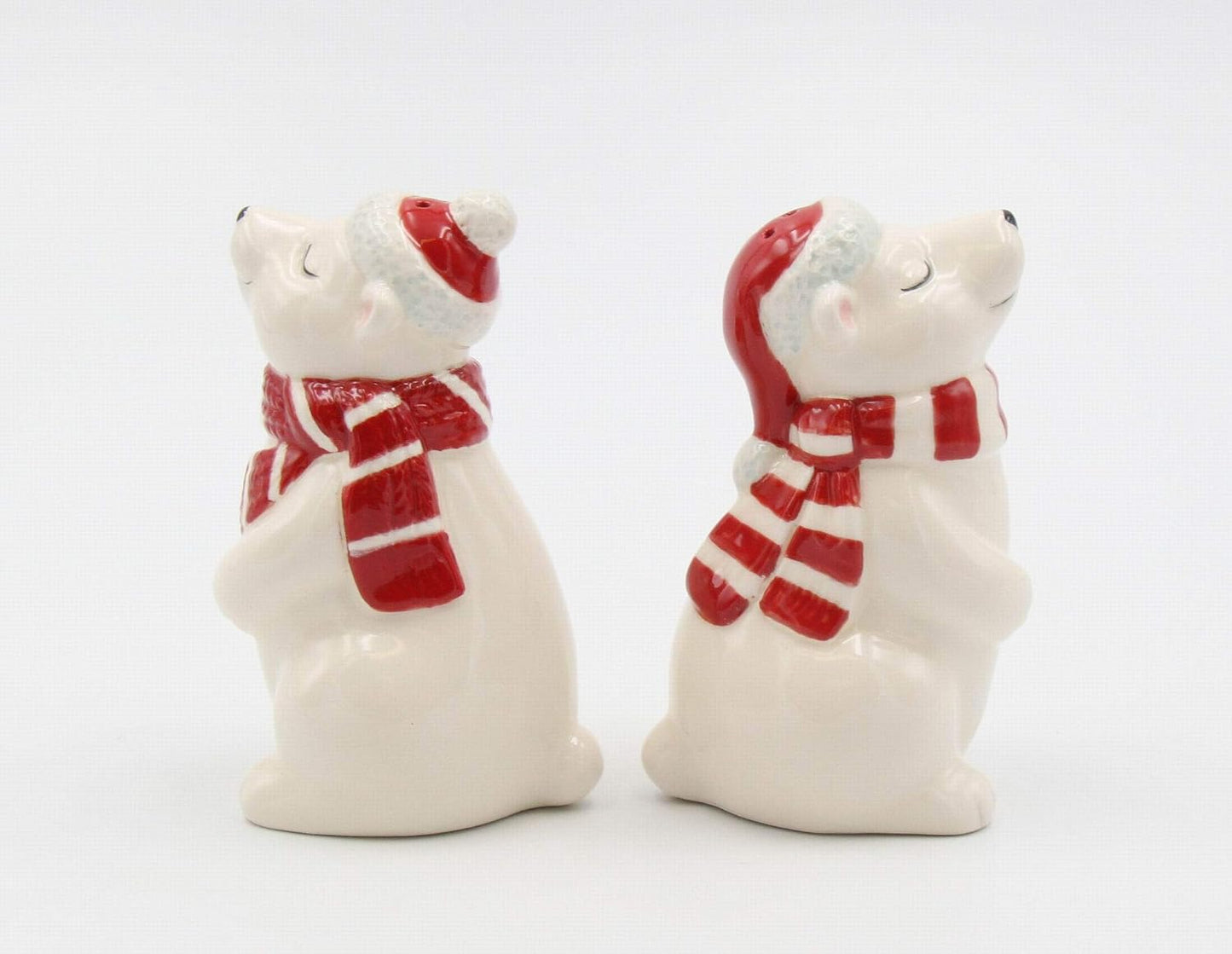 Cosmos Gifts Fine Ceramic Christmas Polar Bear Couple Salt and Pepper Shakers Set of 2 3-5/8" H