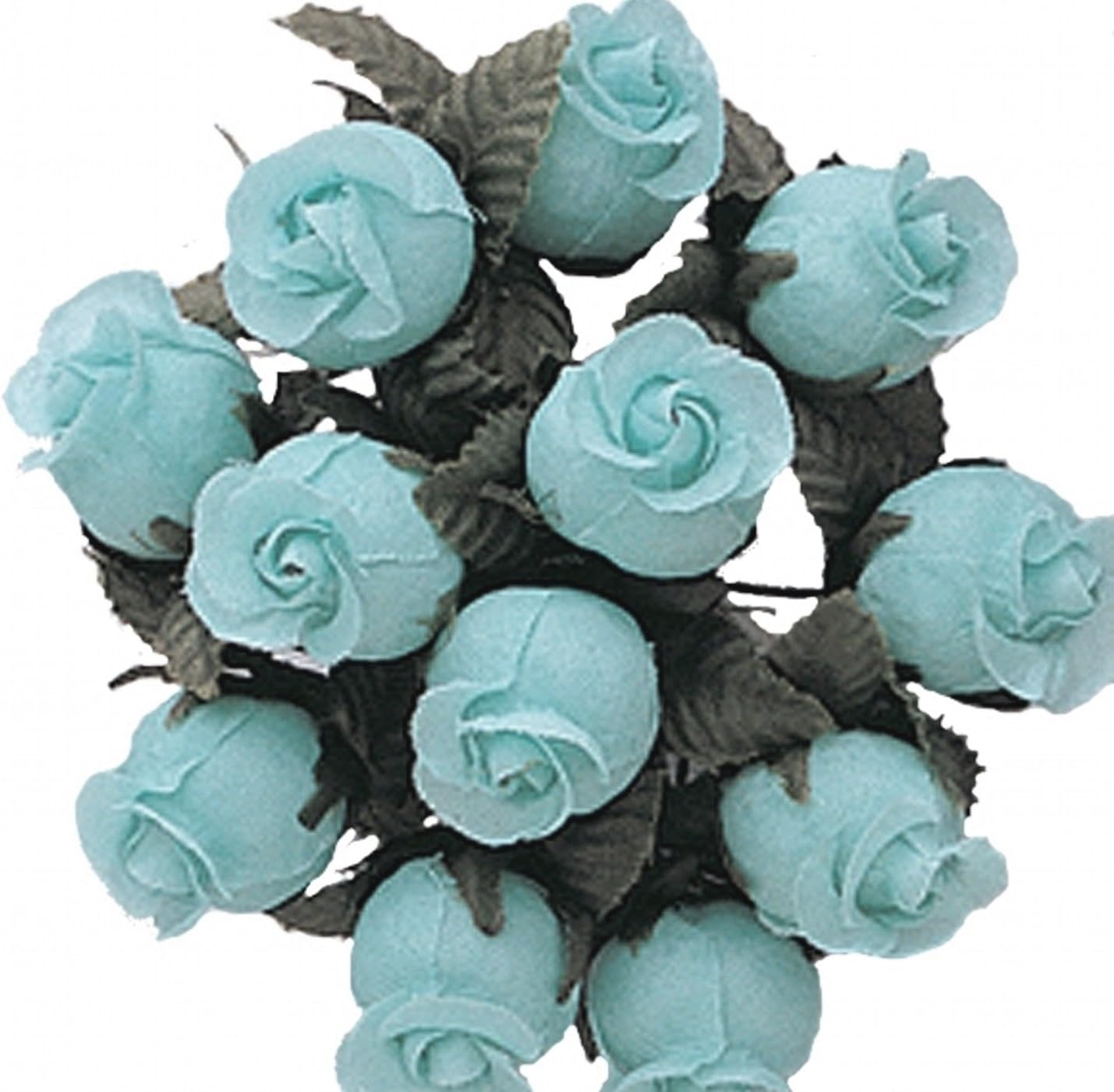 144 Miniature Poly Rose Silk Favor Flower Pick Wedding Shower - Light Blue
