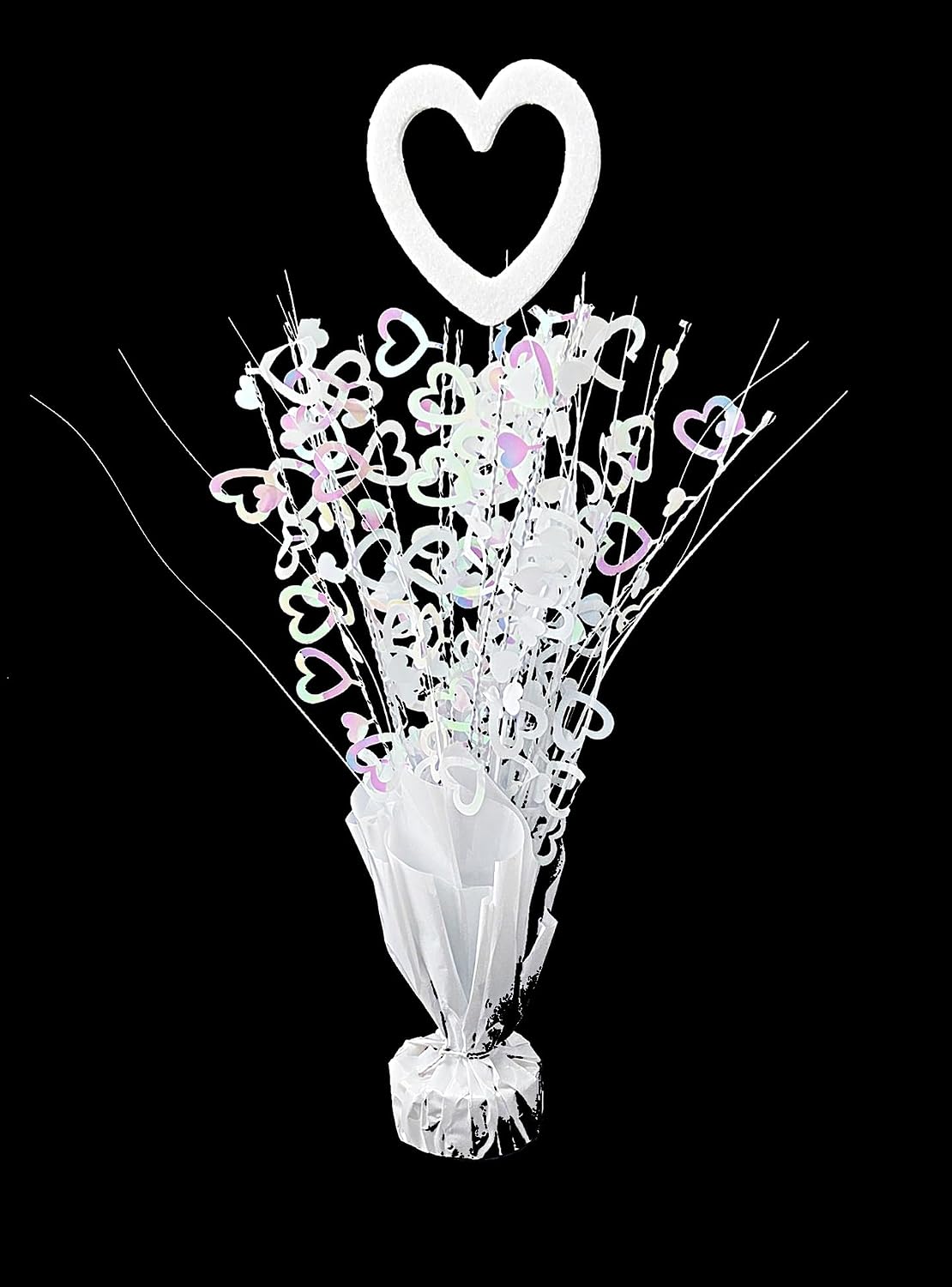 White Heart Balloon Weight Centerpieces, 2 Pieces