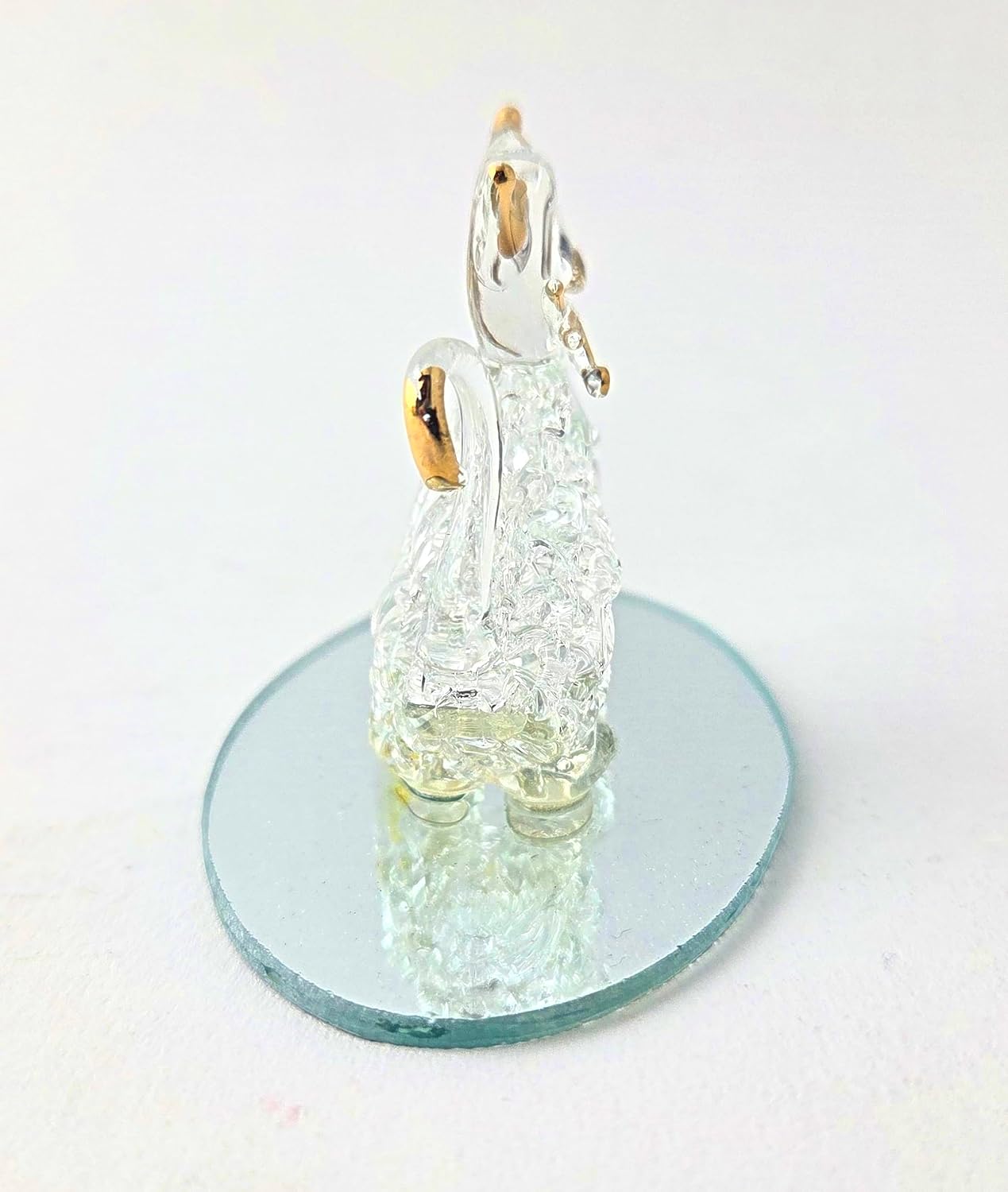 Party Favors Plus Glass Dog Figurine Gold Accents Oval Mirror Base 2.5 Inch