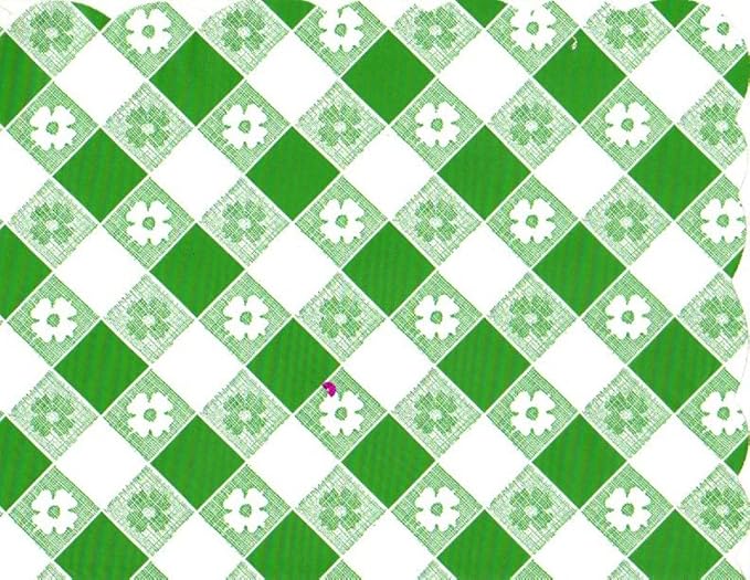 Party Favors Plus Green Gingham Plastic Scalloped Placemats 48 Count