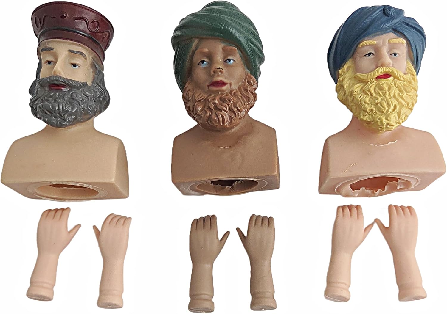 Party Favors Plus Three Wise Men PVC Head and Hands Set 3.5 Inch 3 Count