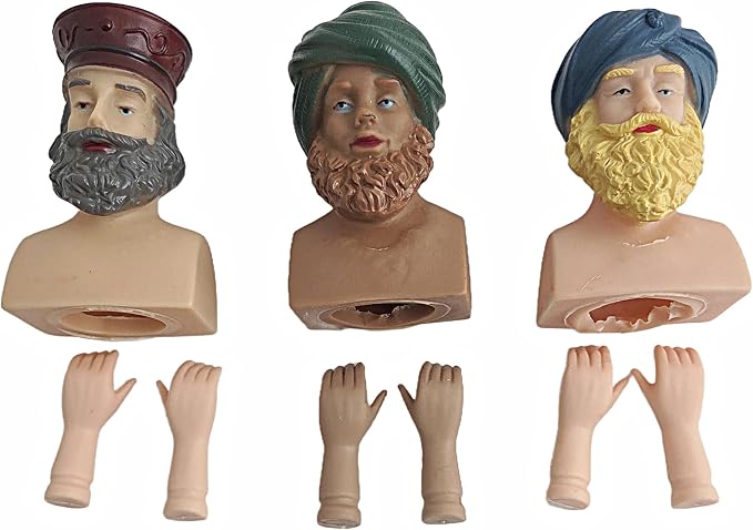 Party Favors Plus Three Wise Men PVC Head and Hands Set 3.5 Inch 3 Count