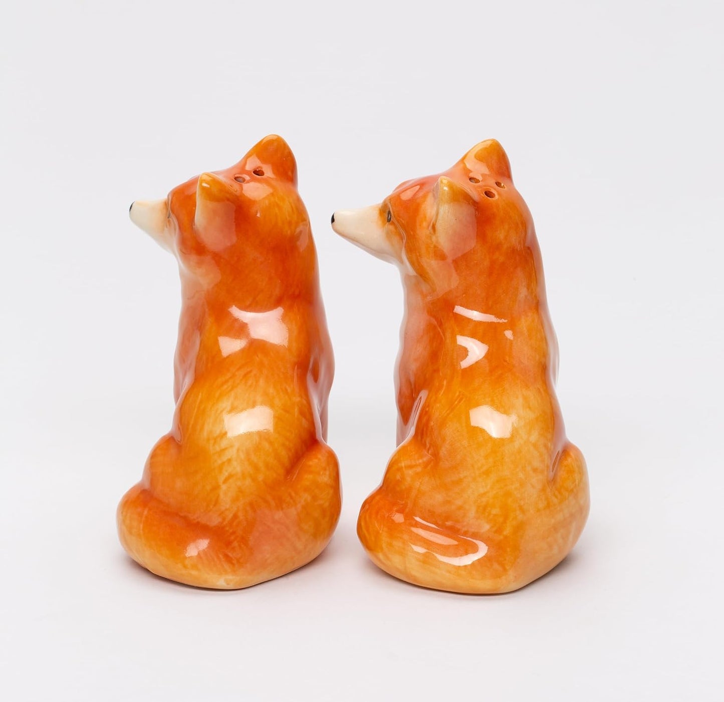 Cosmos Gifts Fine Ceramic Fox Salt and Pepper Shakers 3.5 In Orange Red