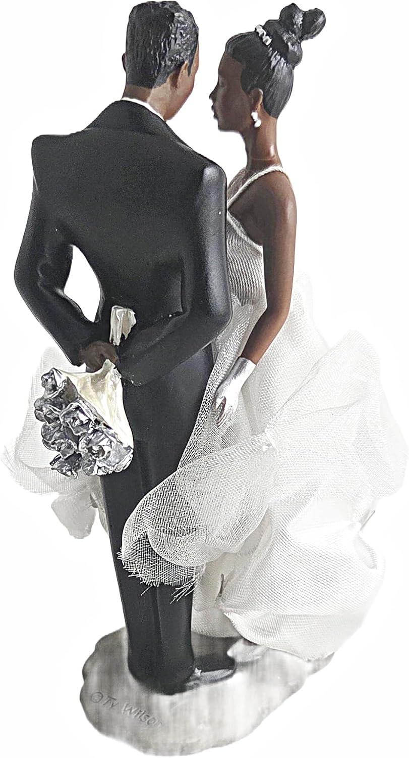 African American Bride and Groom Wedding Cake Topper, 1 Piece