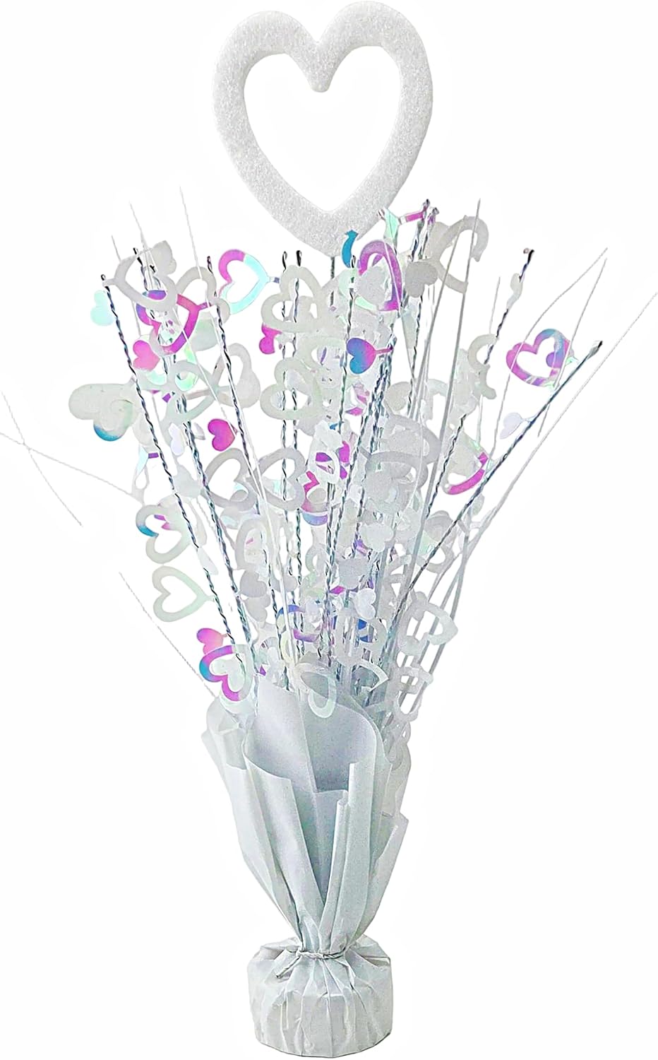 White Heart Balloon Weight Centerpieces, 2 Pieces