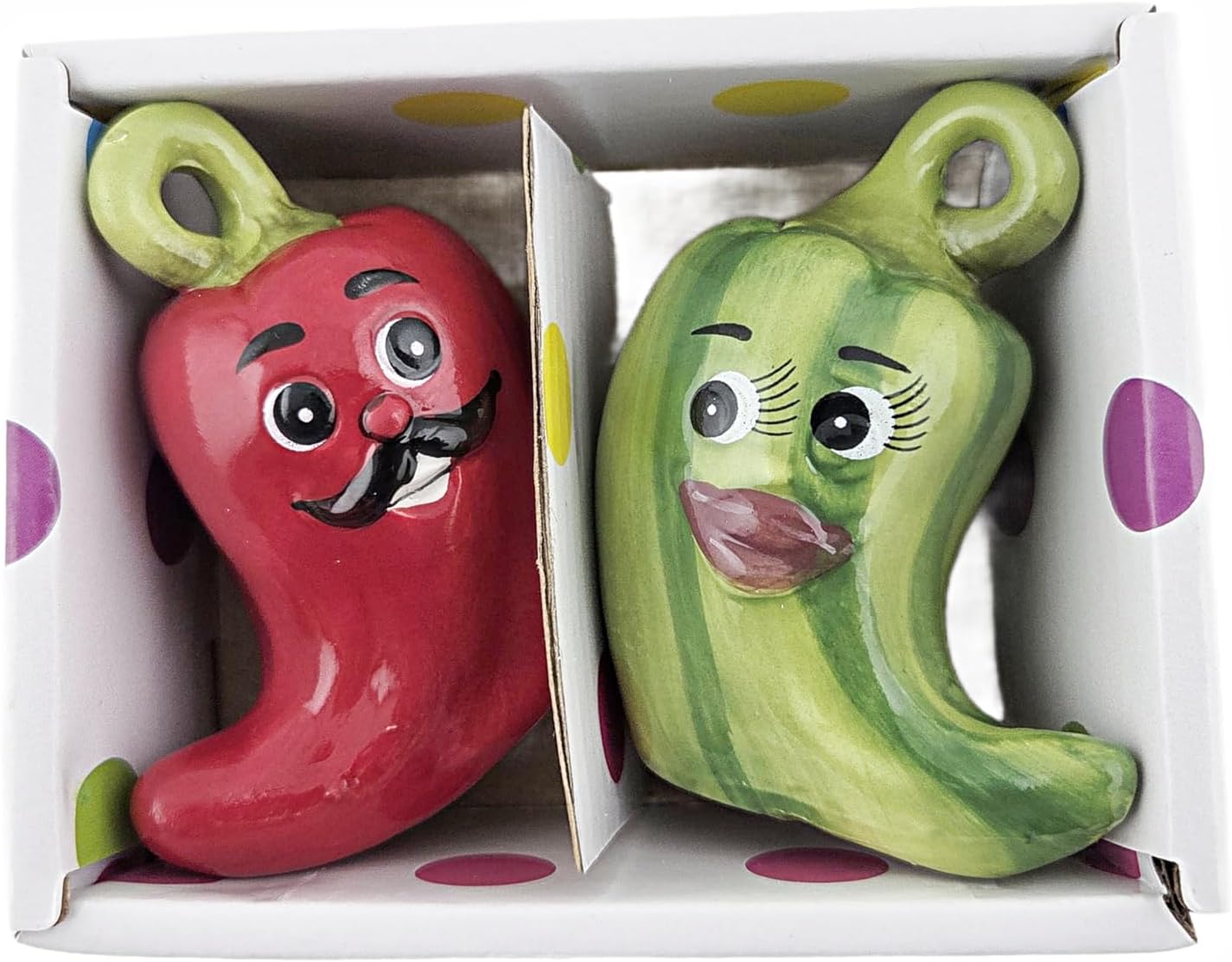 Party Favors Plus Ceramic Chili Pepper Salt and Pepper Shaker Set Red Green 3 Inch