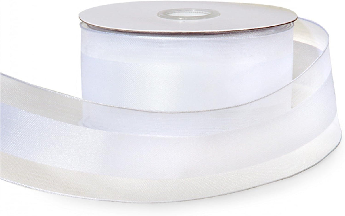 Party Favors Plus White Organza and Satin Ribbon 1.5in 25 Yards