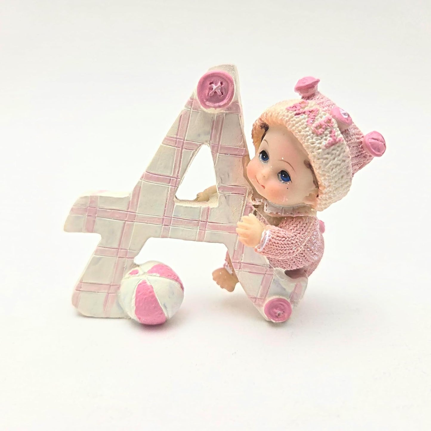 Party Favors Plus Polyresin Baby Figurines Pink White 4 Piece