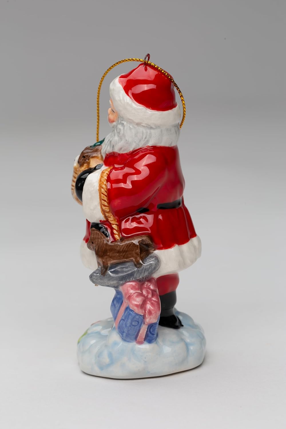 Cosmos Gifts Ceramic Santa Holding Toy Noah's Ark Tree Ornament 4.25 In