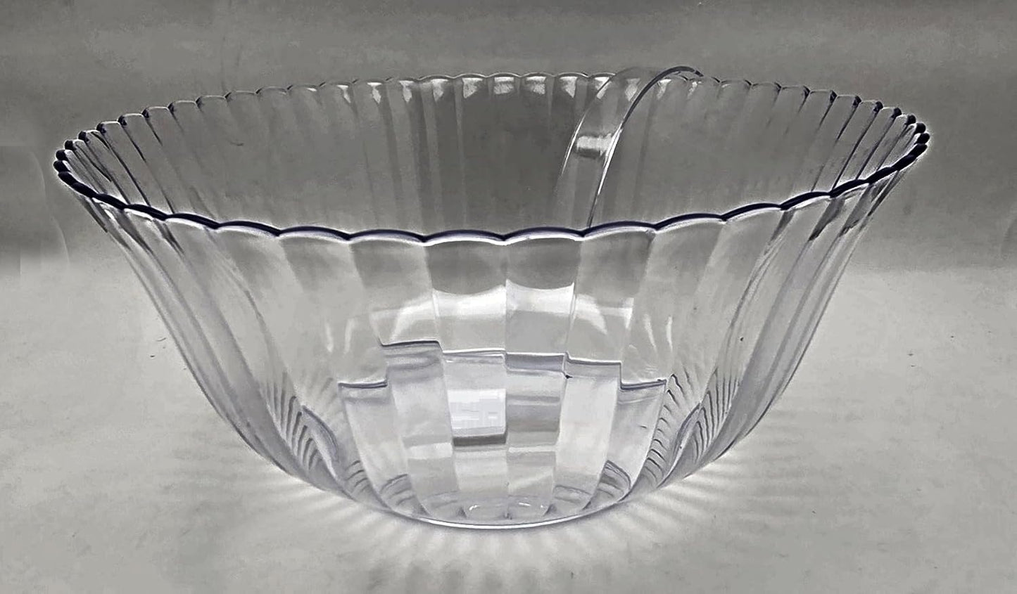 Party Favors Plus Clear Plastic Punch Bowl with Ladle 12 Quart Scalloped Edge
