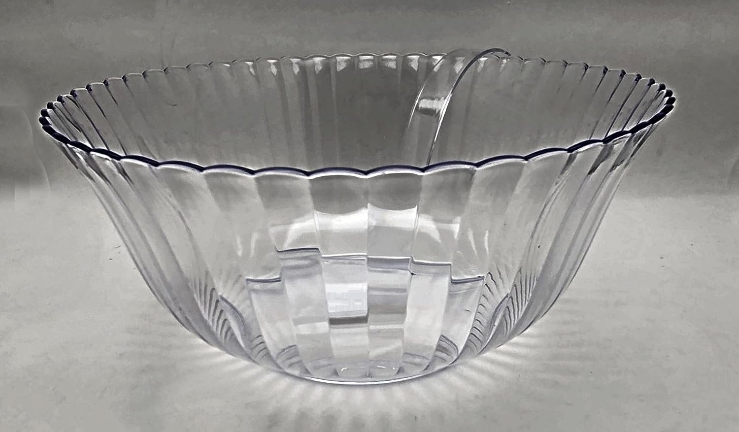 Party Favors Plus Clear Plastic Punch Bowl with Ladle 12 Quart Scalloped Edge