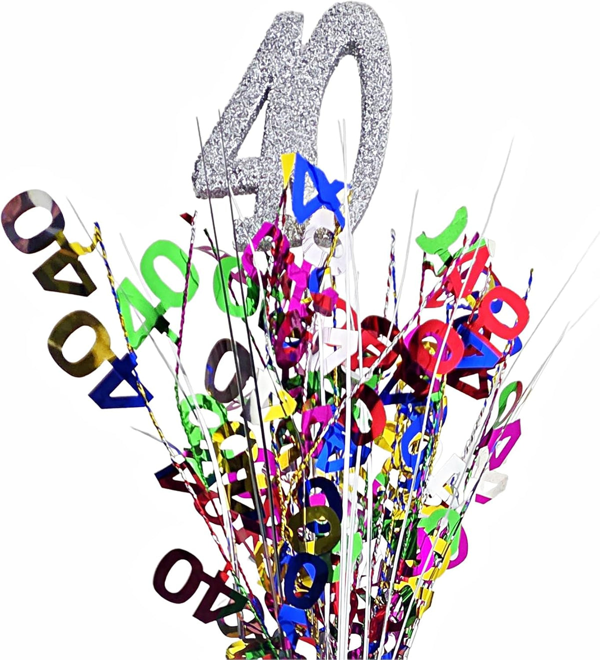 Multicolor 40th Birthday Balloon Weight Centerpieces, 2 Pieces