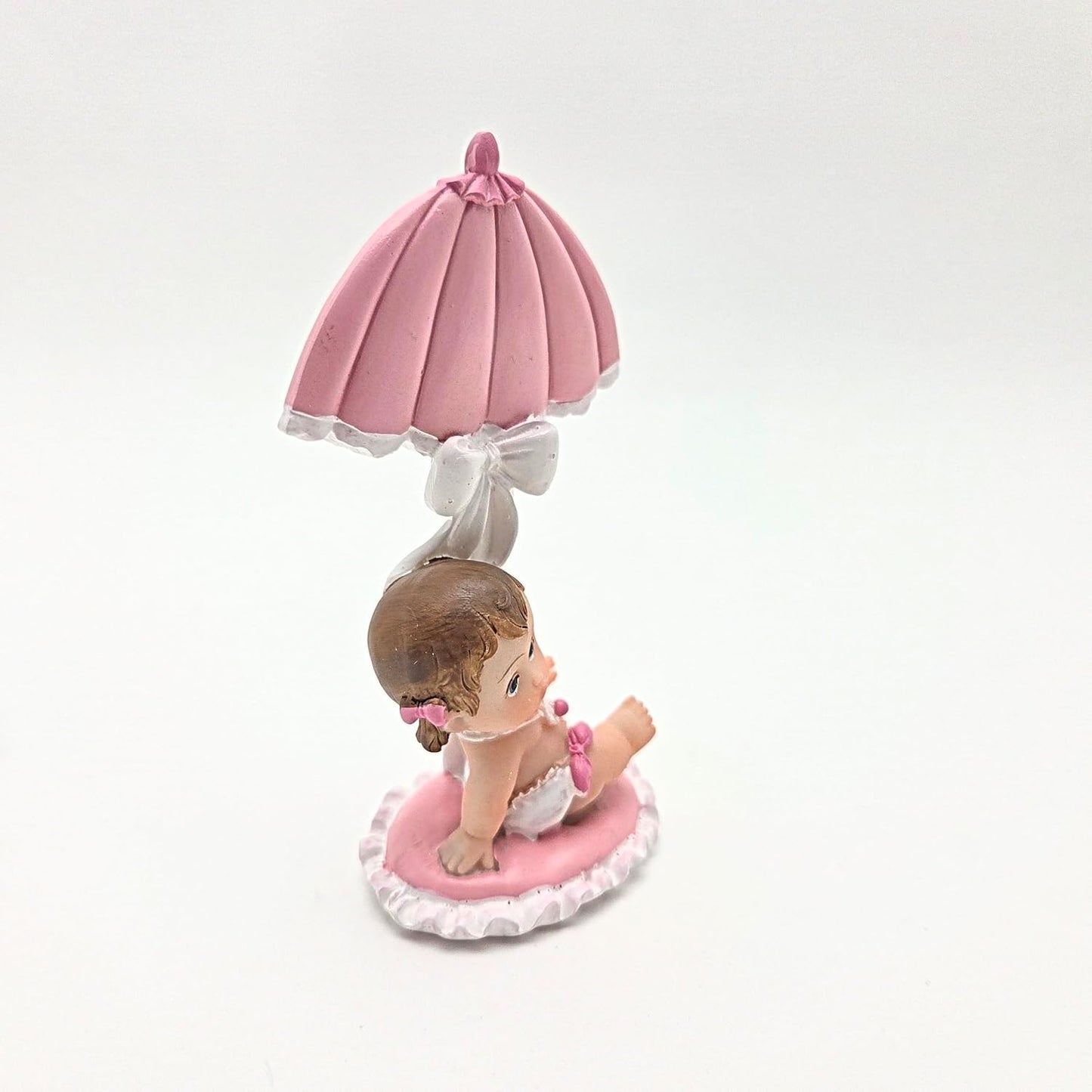 Party Favors Plus Multicolor Polyresin Baby Girl Figurine with Umbrella 4 Inch Set of 2
