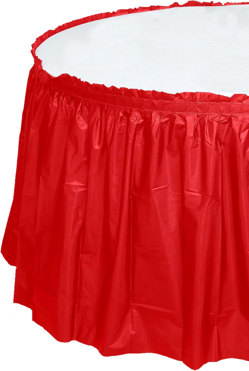 Party Favors Plus Red Plastic Tablecloth 84 Inch Round with 2 Table Skirts 3 Piece Set