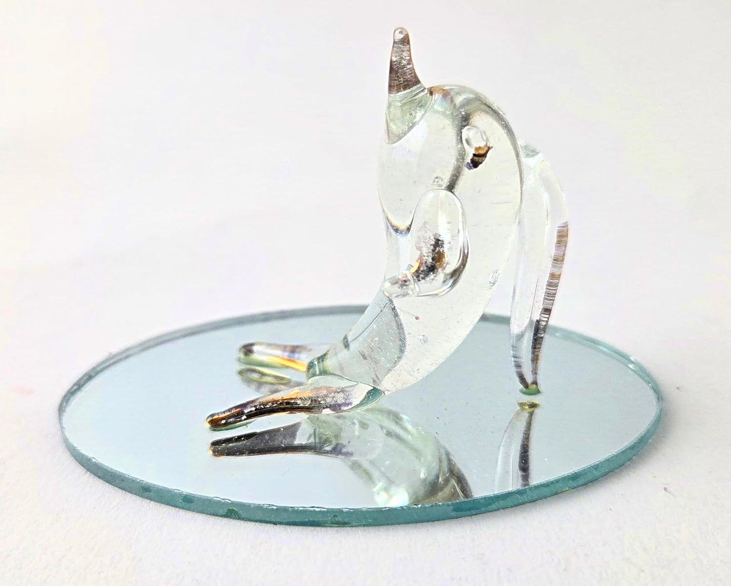 Party Favors Plus Gold Plated Glass Dolphin Figurine Oval Mirror Base 2.5 Inch